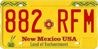 NM license plate 882RFM