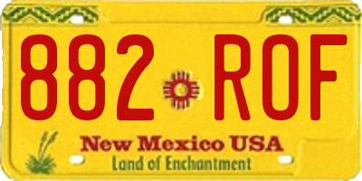 NM license plate 882ROF