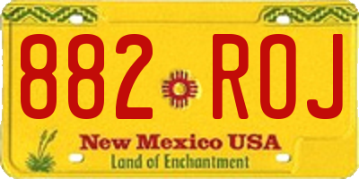 NM license plate 882ROJ