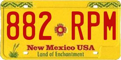 NM license plate 882RPM