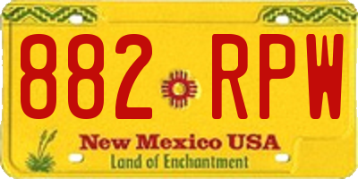 NM license plate 882RPW