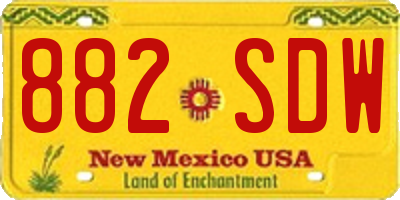 NM license plate 882SDW