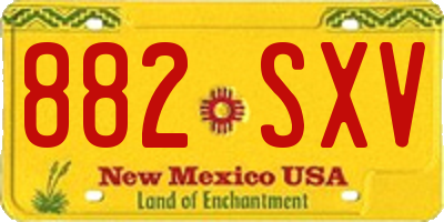 NM license plate 882SXV