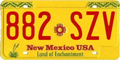 NM license plate 882SZV