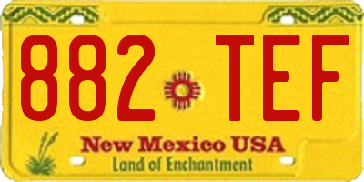 NM license plate 882TEF