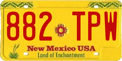 NM license plate 882TPW