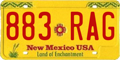 NM license plate 883RAG