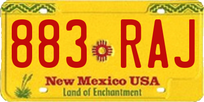 NM license plate 883RAJ