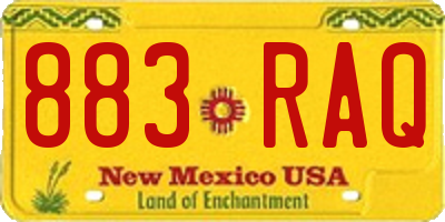 NM license plate 883RAQ