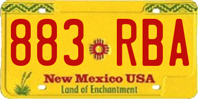 NM license plate 883RBA