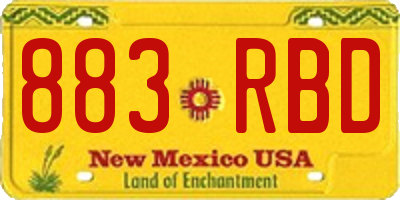 NM license plate 883RBD