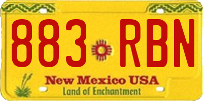 NM license plate 883RBN