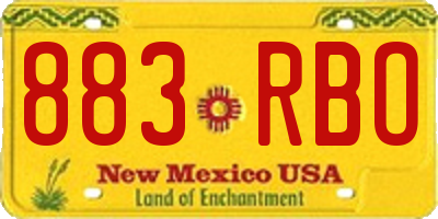 NM license plate 883RBO