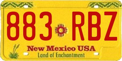 NM license plate 883RBZ