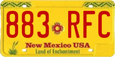 NM license plate 883RFC