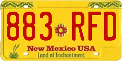 NM license plate 883RFD