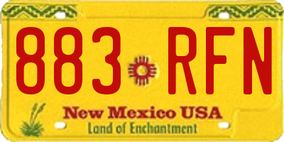 NM license plate 883RFN