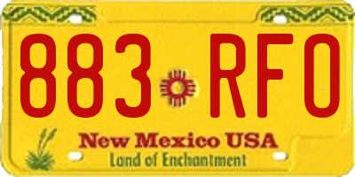 NM license plate 883RFO