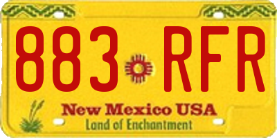 NM license plate 883RFR
