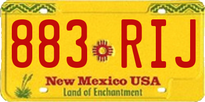 NM license plate 883RIJ