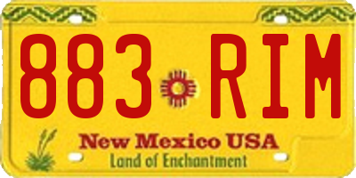 NM license plate 883RIM