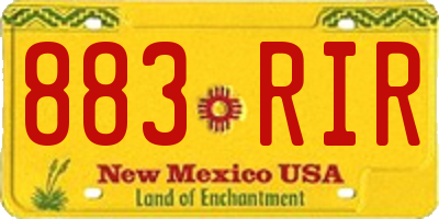 NM license plate 883RIR