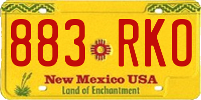 NM license plate 883RKO
