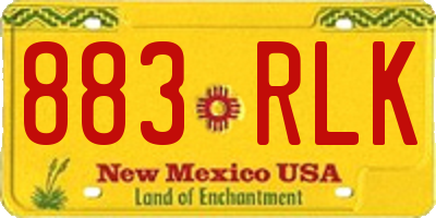 NM license plate 883RLK