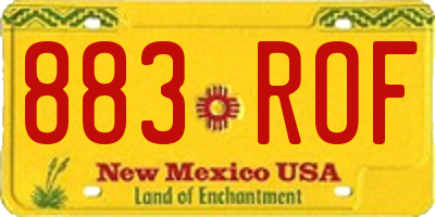 NM license plate 883ROF