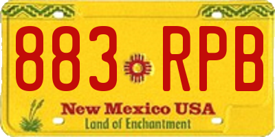 NM license plate 883RPB