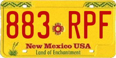 NM license plate 883RPF