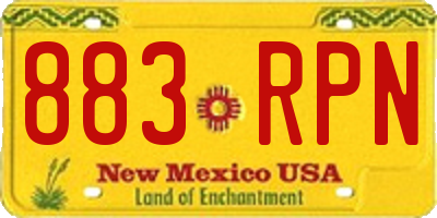 NM license plate 883RPN