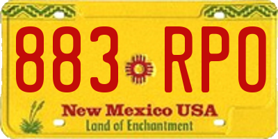 NM license plate 883RPO