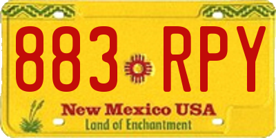 NM license plate 883RPY