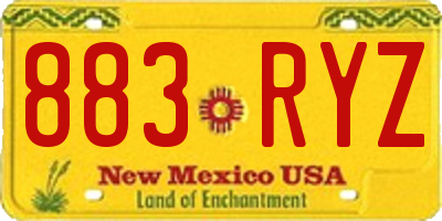 NM license plate 883RYZ