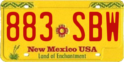NM license plate 883SBW