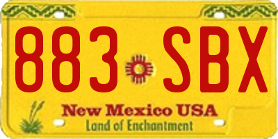 NM license plate 883SBX