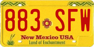 NM license plate 883SFW