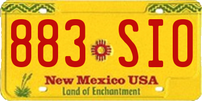 NM license plate 883SIO