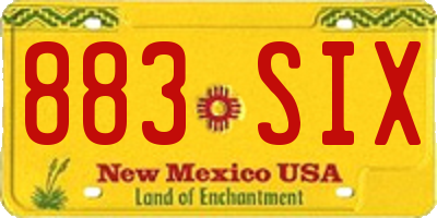 NM license plate 883SIX