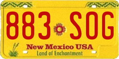 NM license plate 883SOG