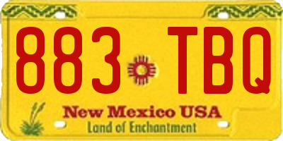 NM license plate 883TBQ