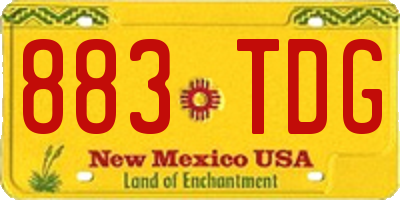 NM license plate 883TDG