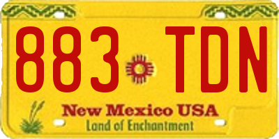 NM license plate 883TDN