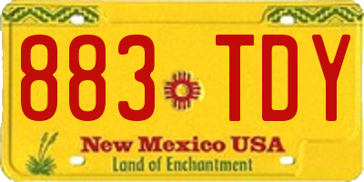 NM license plate 883TDY