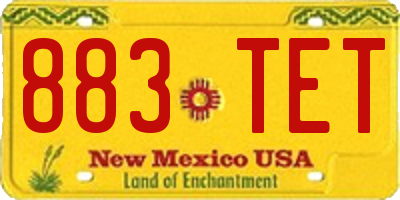 NM license plate 883TET