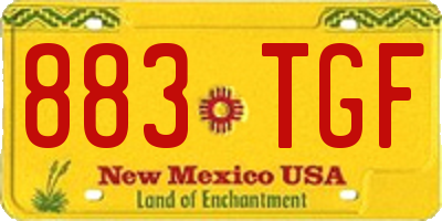 NM license plate 883TGF