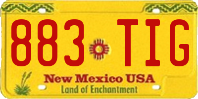 NM license plate 883TIG