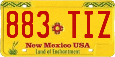 NM license plate 883TIZ