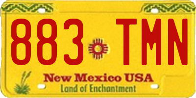 NM license plate 883TMN